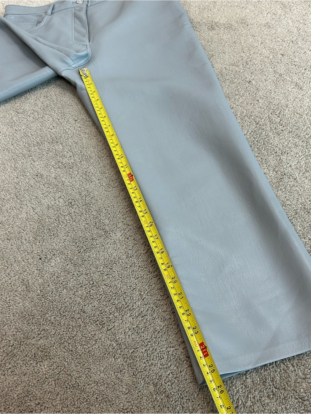 Aritzia Wilfred Faux Leather Straight Leg Pants Light Blue Grey Size 8 - Picture 10 of 14